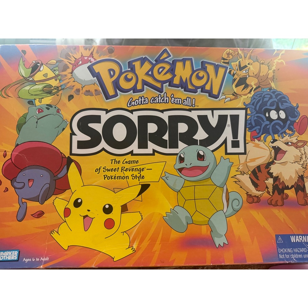 Parker Brothers Pokemon Sorry Board Game OS Multi Excellent Vintage 1999 Edition